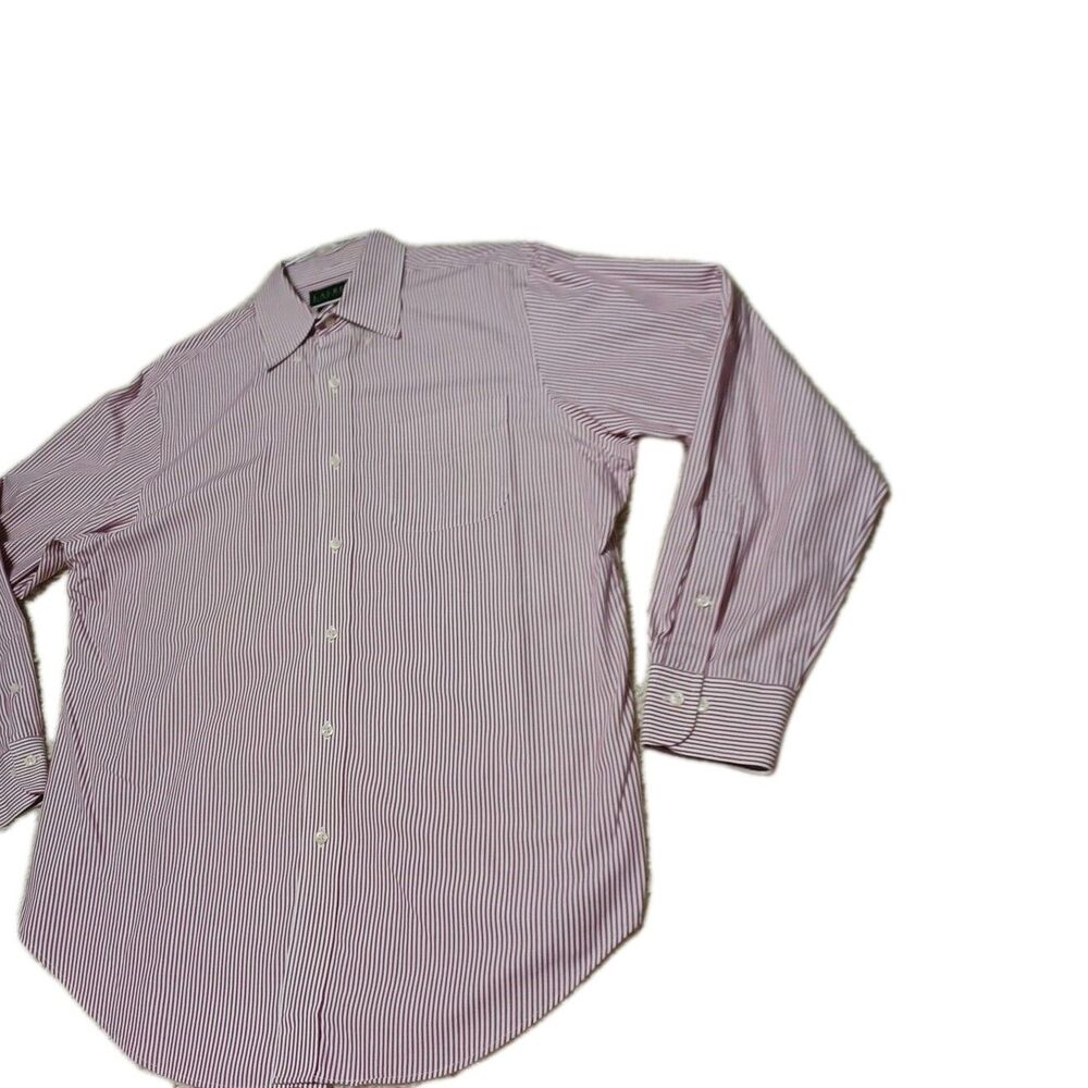Lauren Ralph Lauren Mens Dress Shirt 16 34/35 Purple Striped Button Up LRL L - Picture 4 of 9